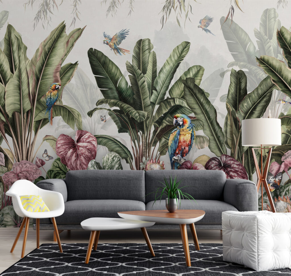 Papagaios em jardim tropical — interior 3