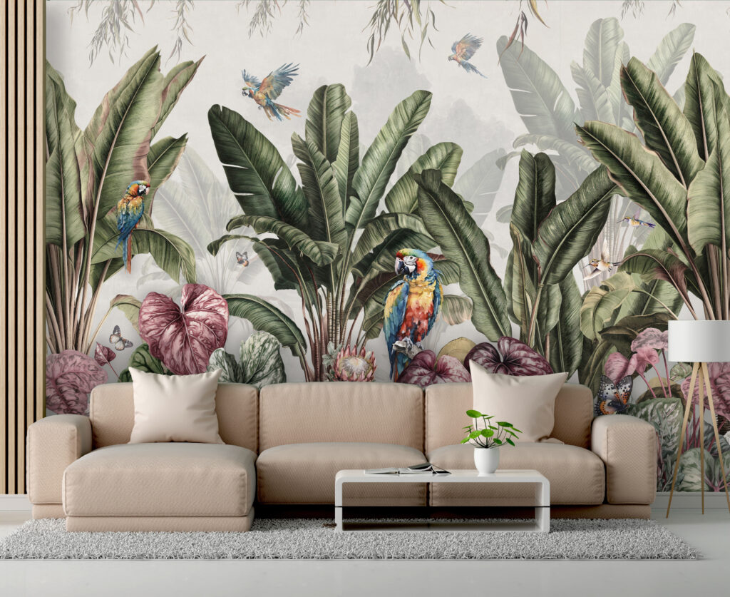 Papagaios em jardim tropical — interior 4