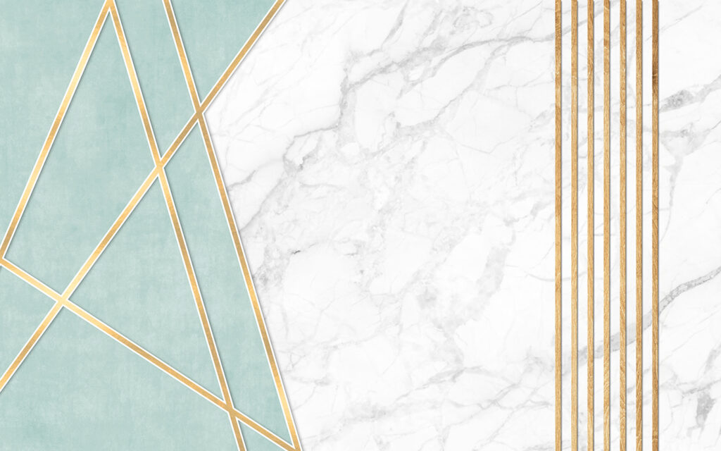 Linhas douradas em triângulos — design completo