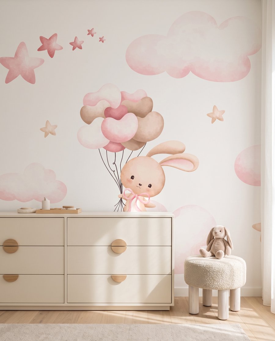 Coelhinhos sobre nuvens cor-de-rosa — interior 2