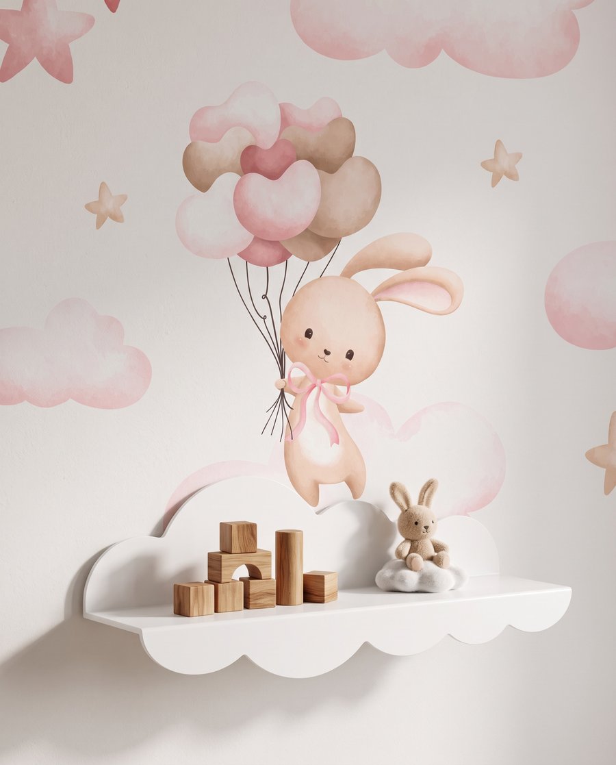 Coelhinhos sobre nuvens cor-de-rosa — detalhe