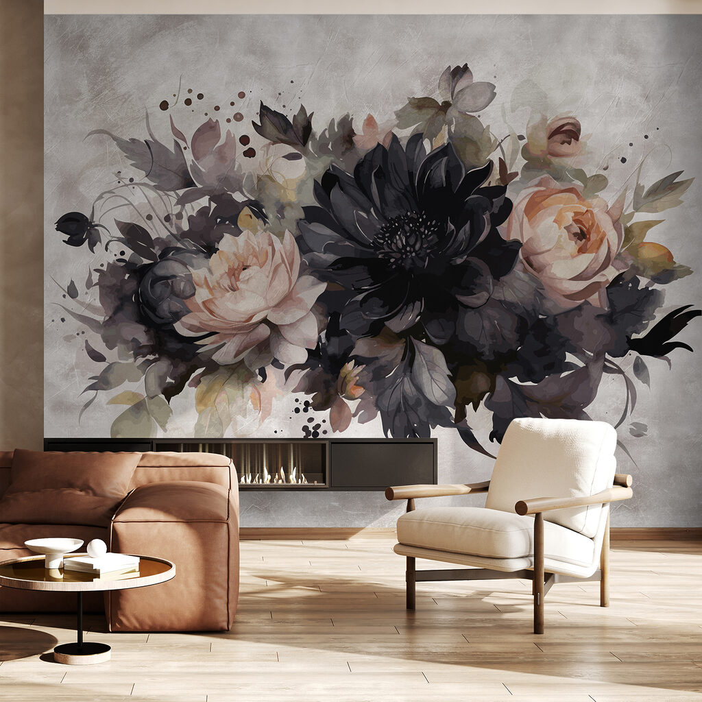 Flores escuras sobre branco — interior 7