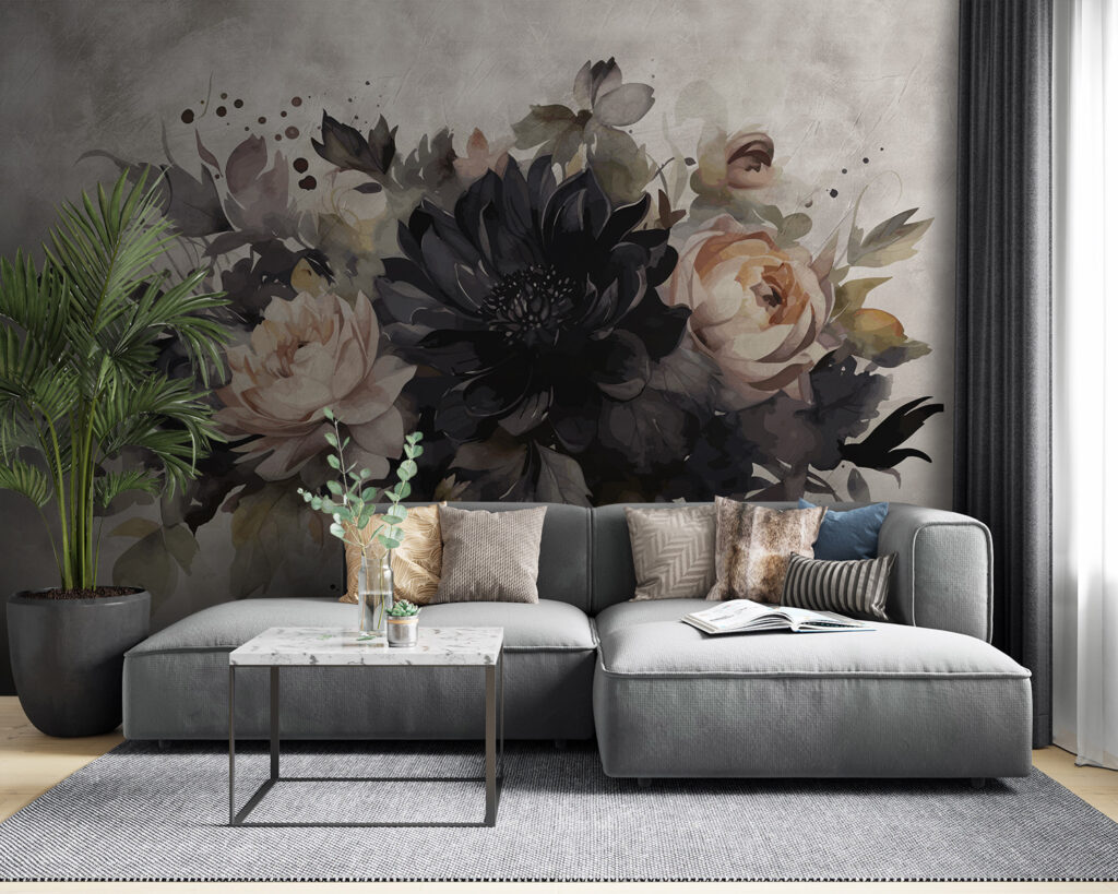 Flores escuras sobre branco — interior 3