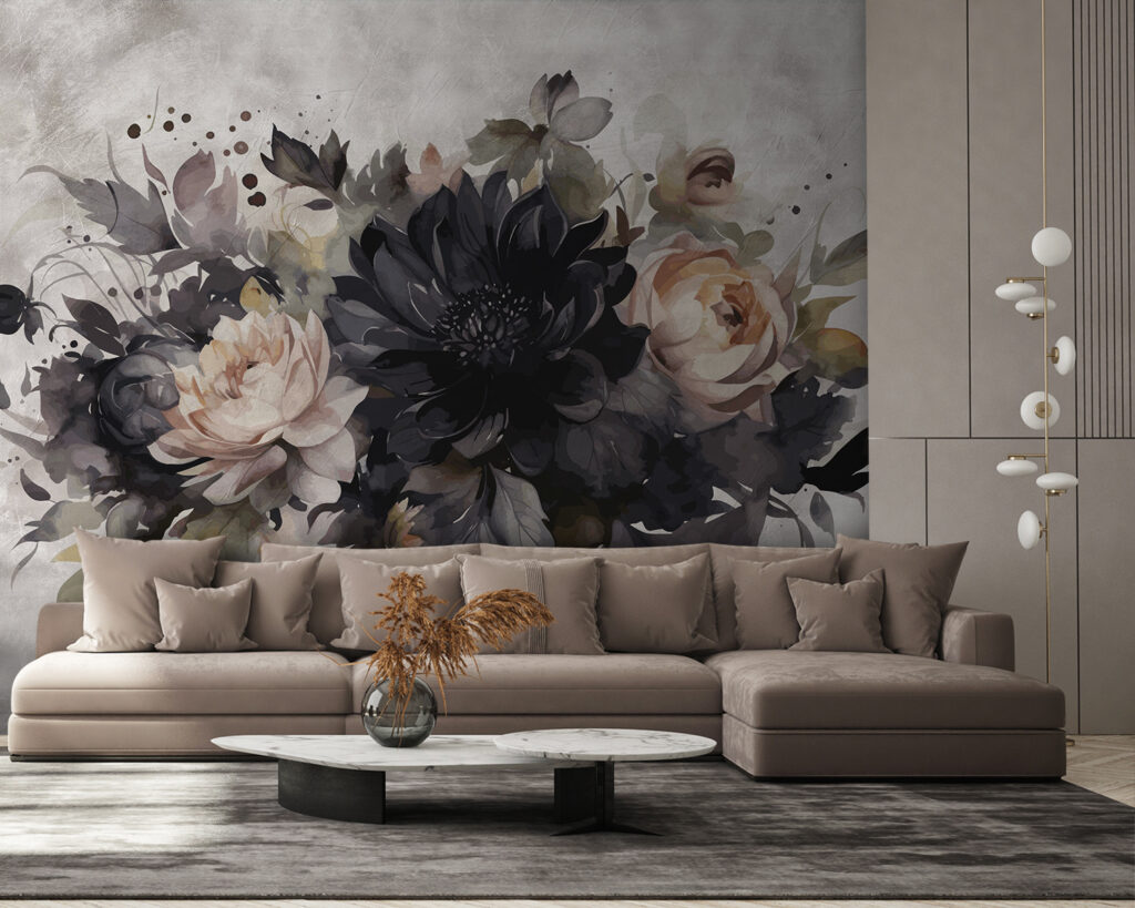 Flores escuras sobre branco — interior 4