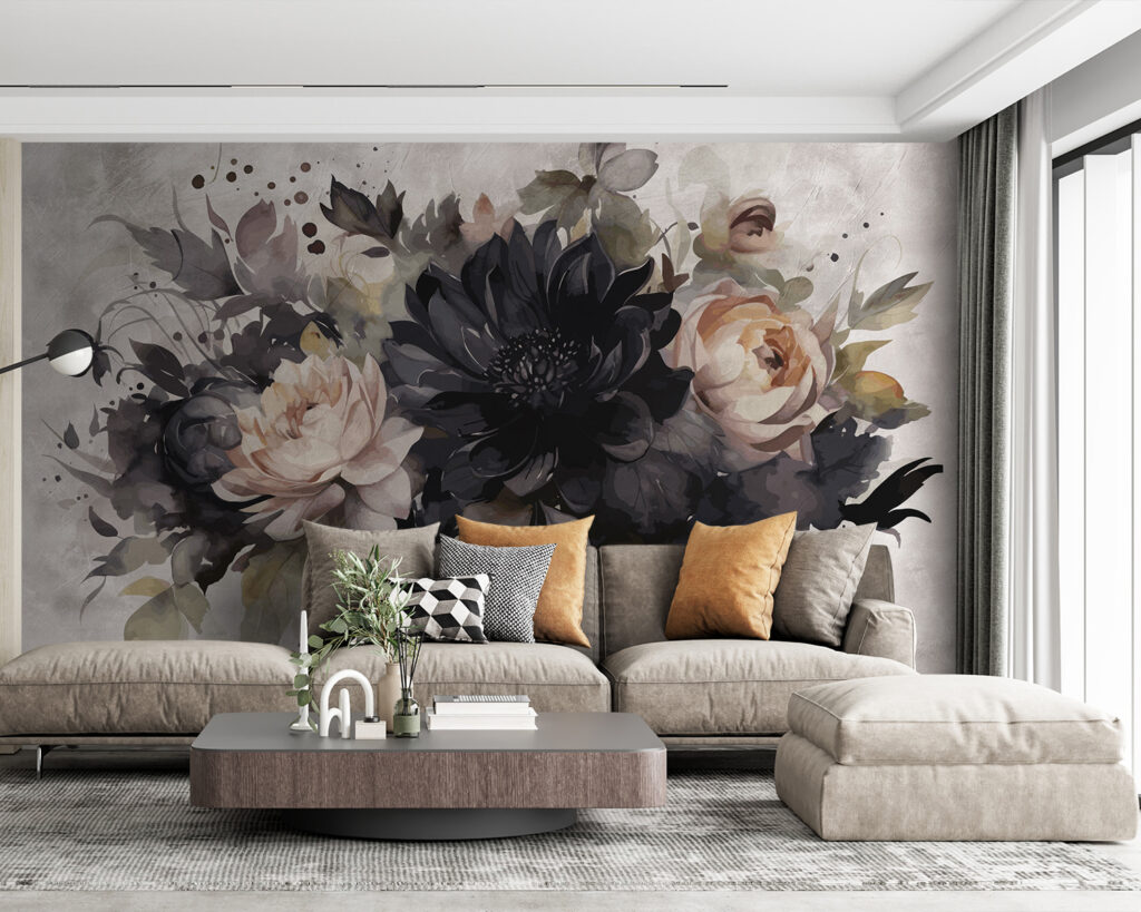 Flores escuras sobre branco — interior 5