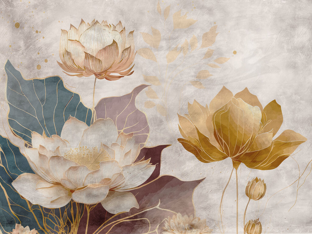 Flores em tons dourados — design completo