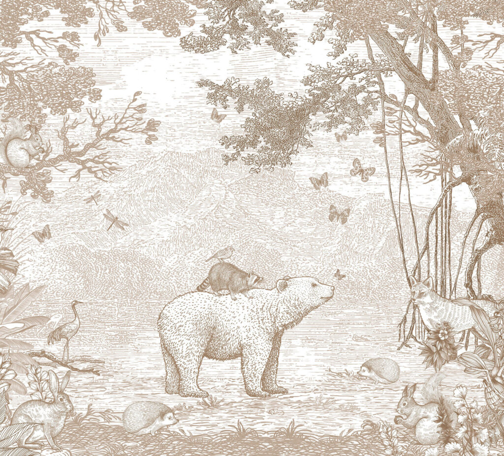 Urso junto ao ribeiro — design completo