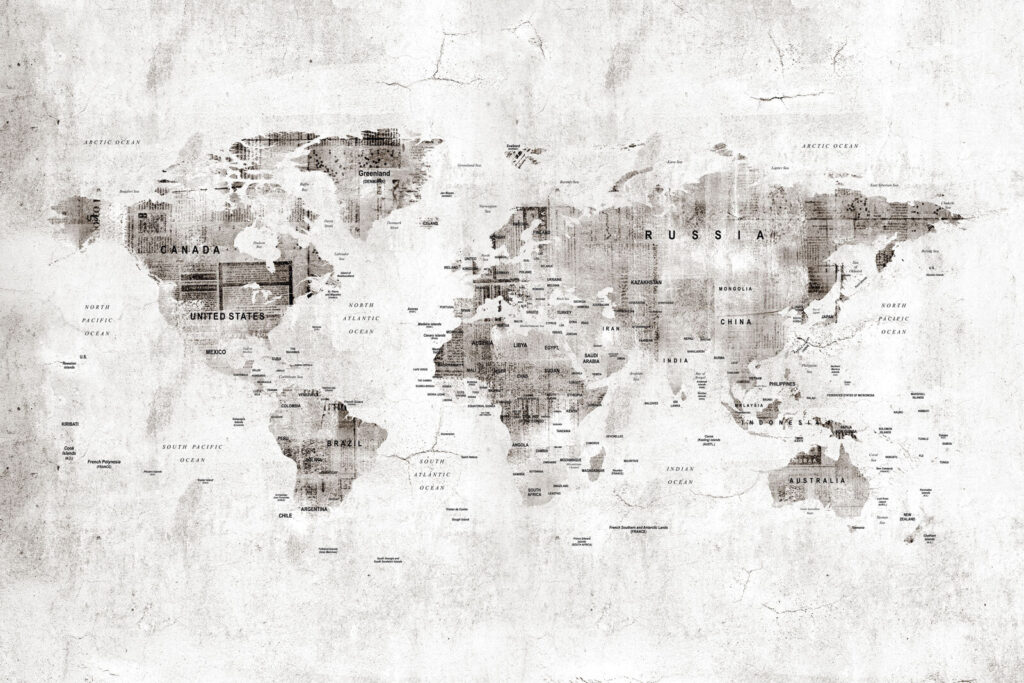 Mapa do mundo desgastado — design completo