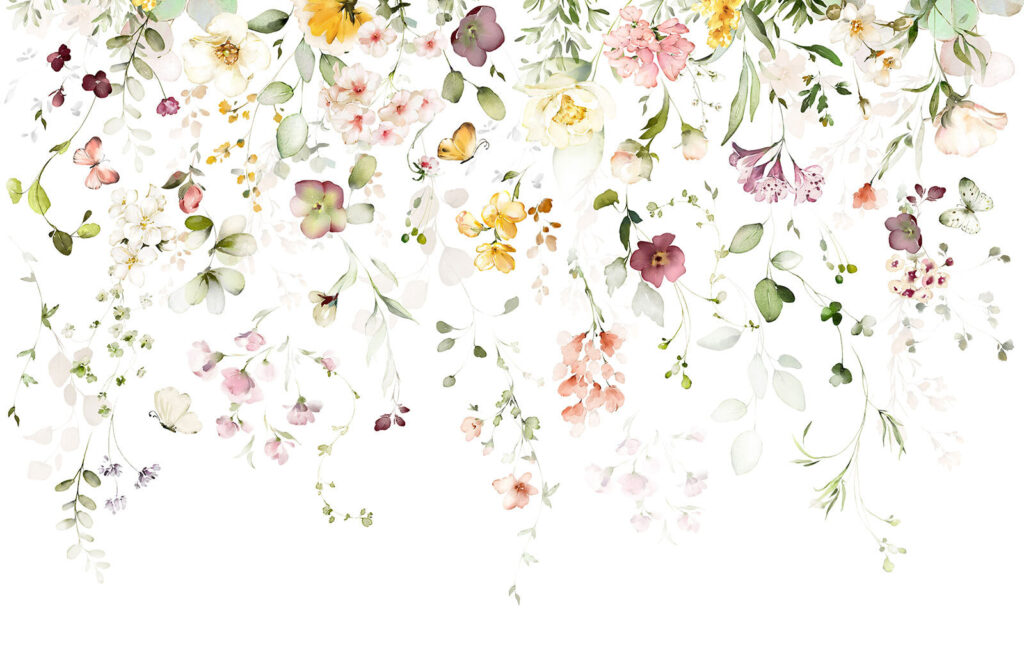 Flores em cascata — design completo