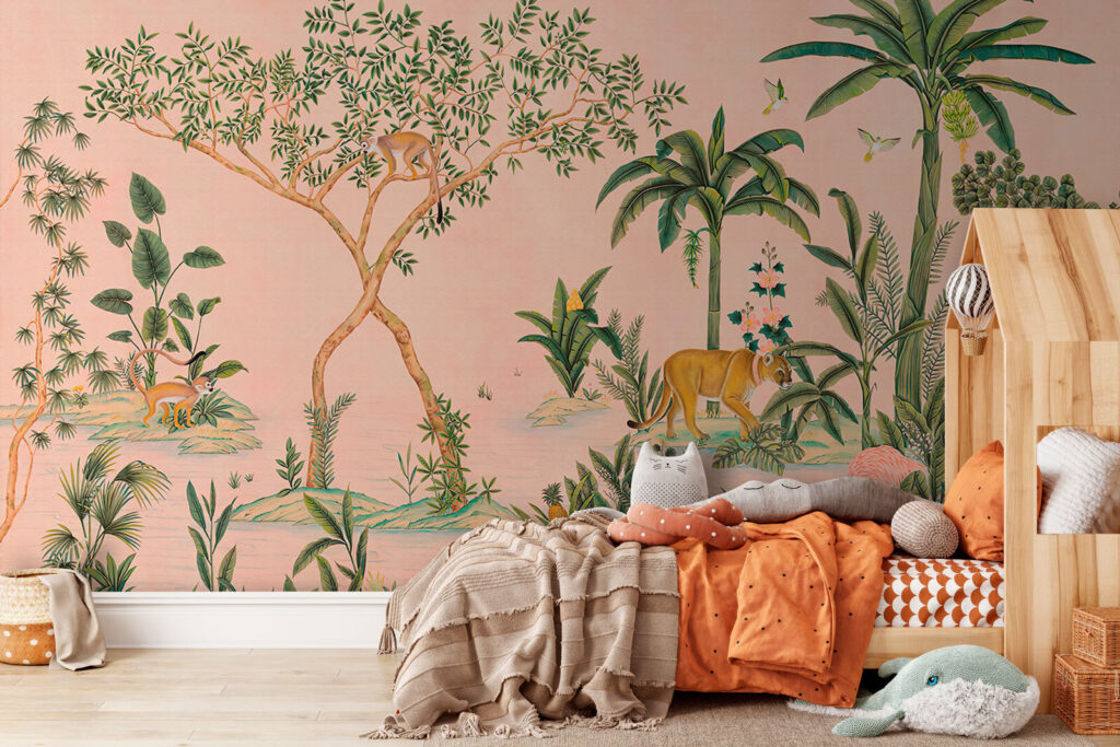 Felino entre folhagem tropical — interior 3