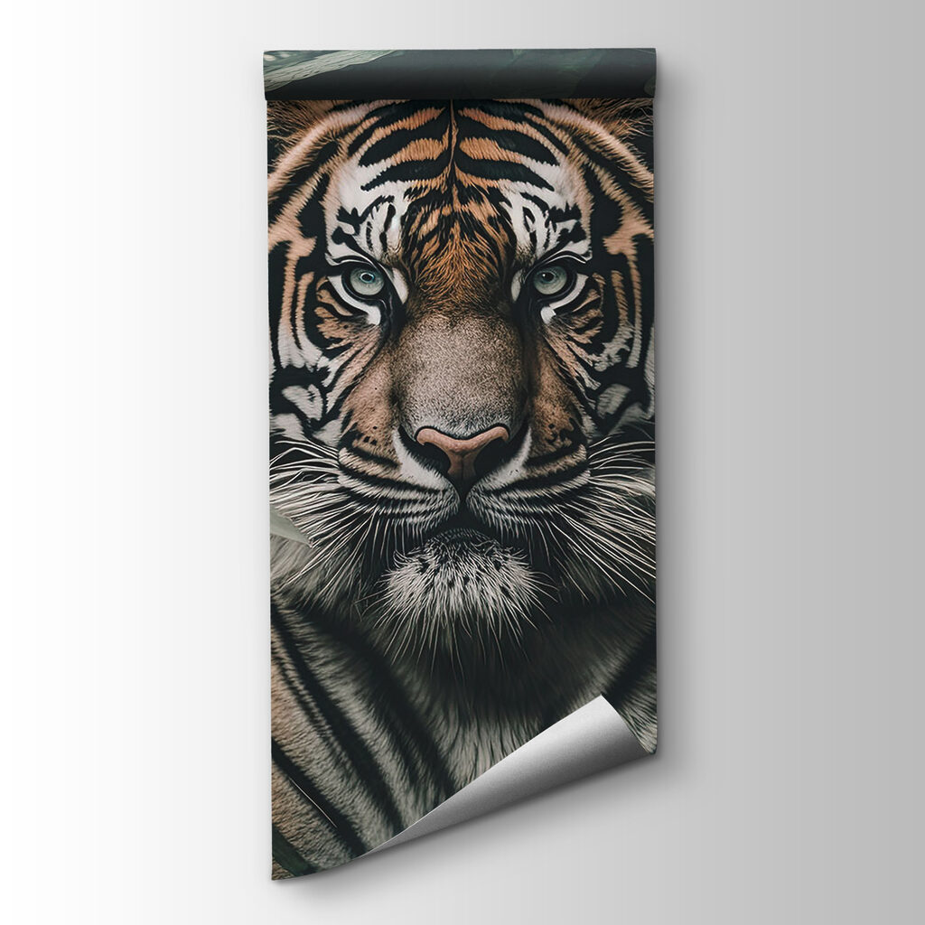 Tigre entre folhas escuras — vista do produto