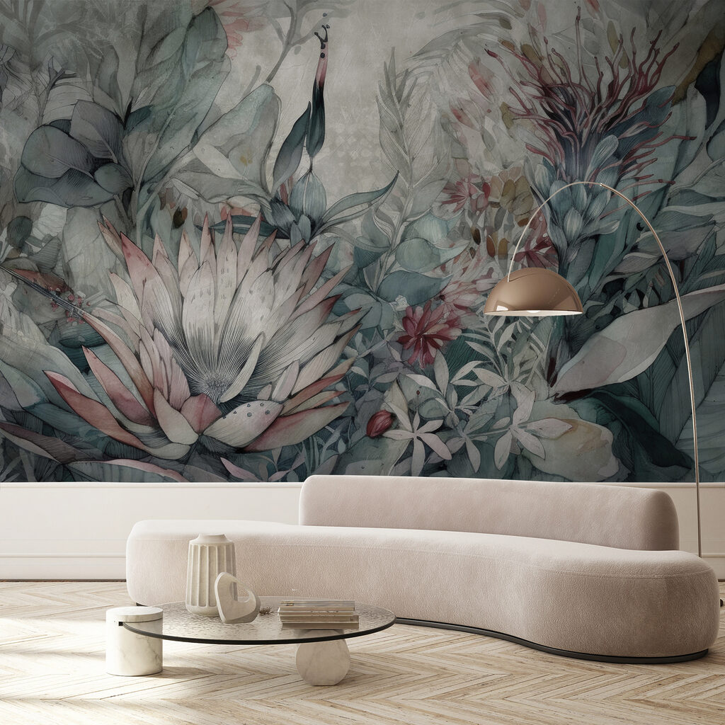Flor exótica entre folhas — interior 4