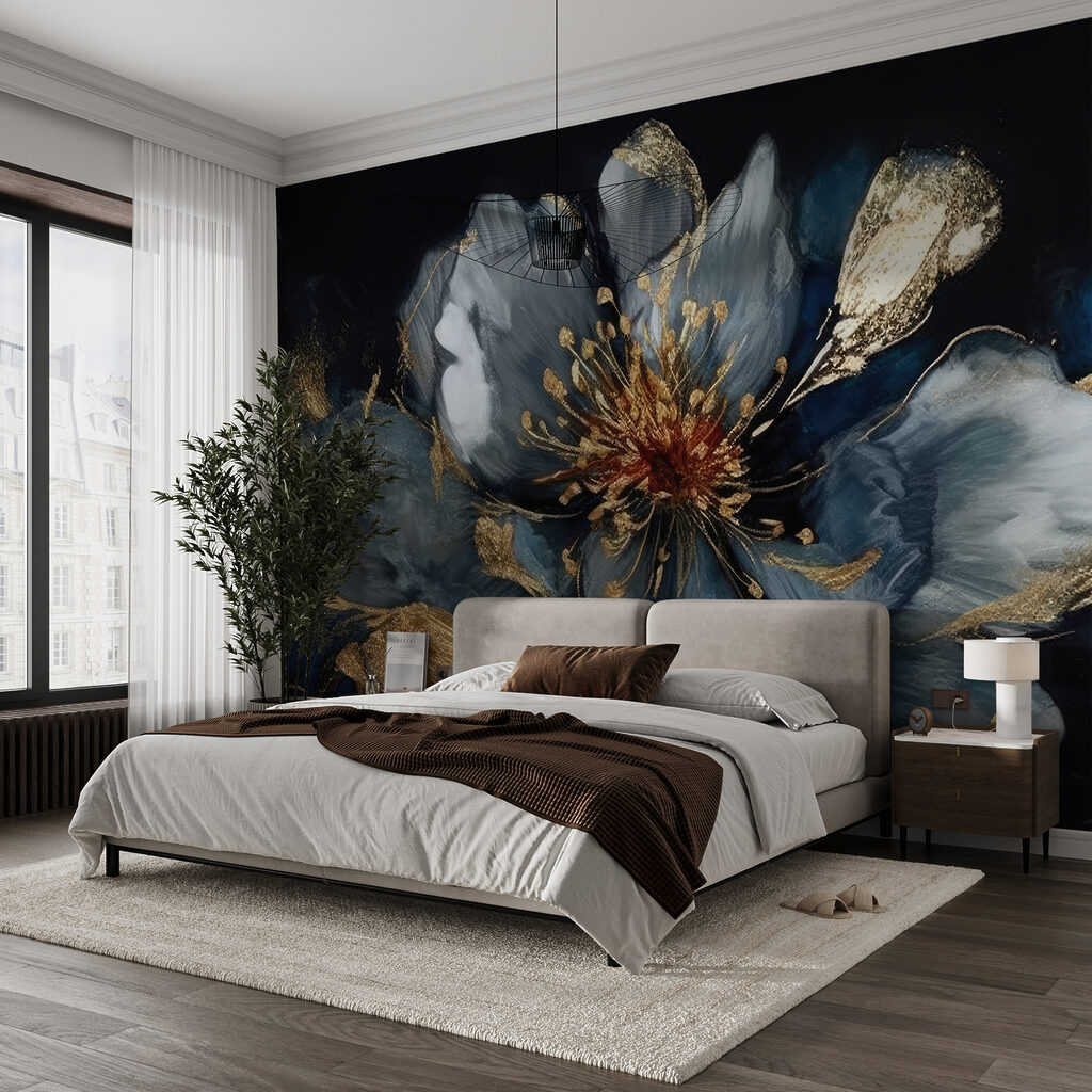Flor azul e dourada — interior 4