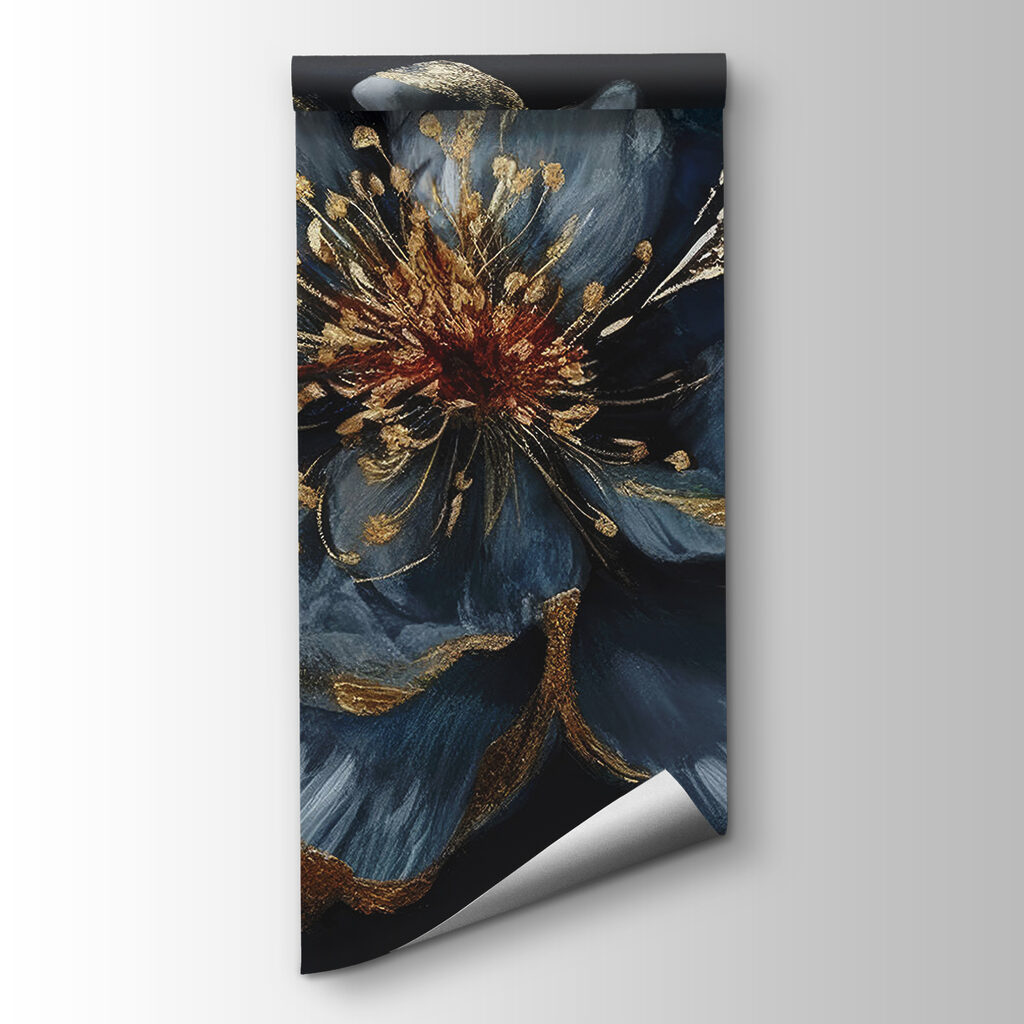 Flor azul e dourada — vista do produto