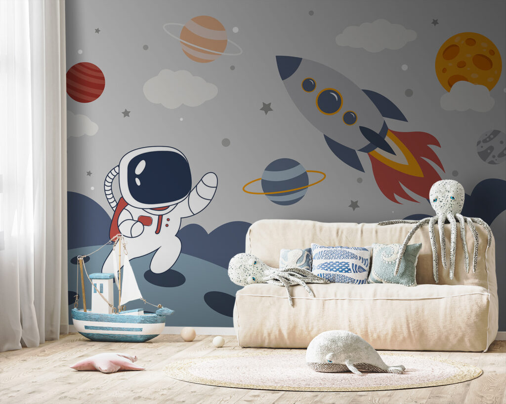 Foguetão e pequeno astronauta — interior 2