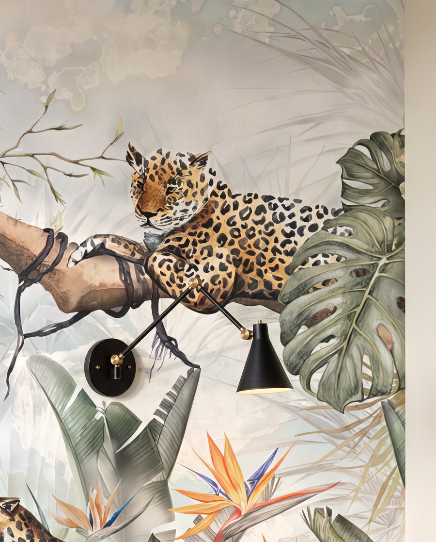 Leopardos entre palmeiras — detalhe