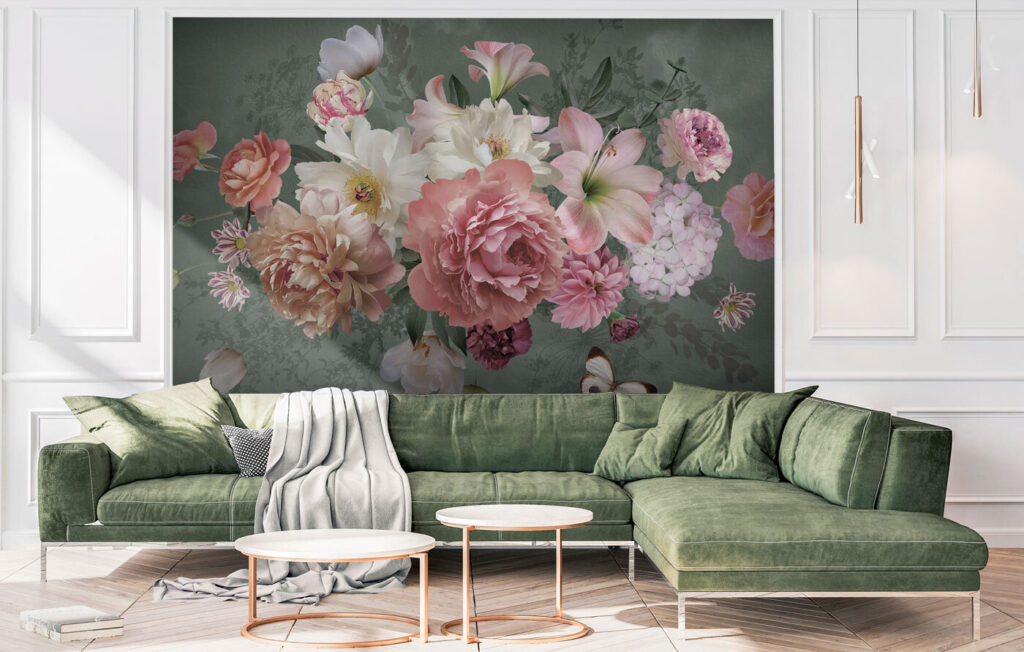 Ramo rosa-velho sobre verde-acinzentado — interior 3