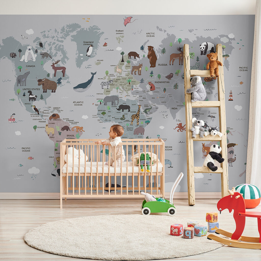 Mapa-múndi com pequenos animais — interior 6