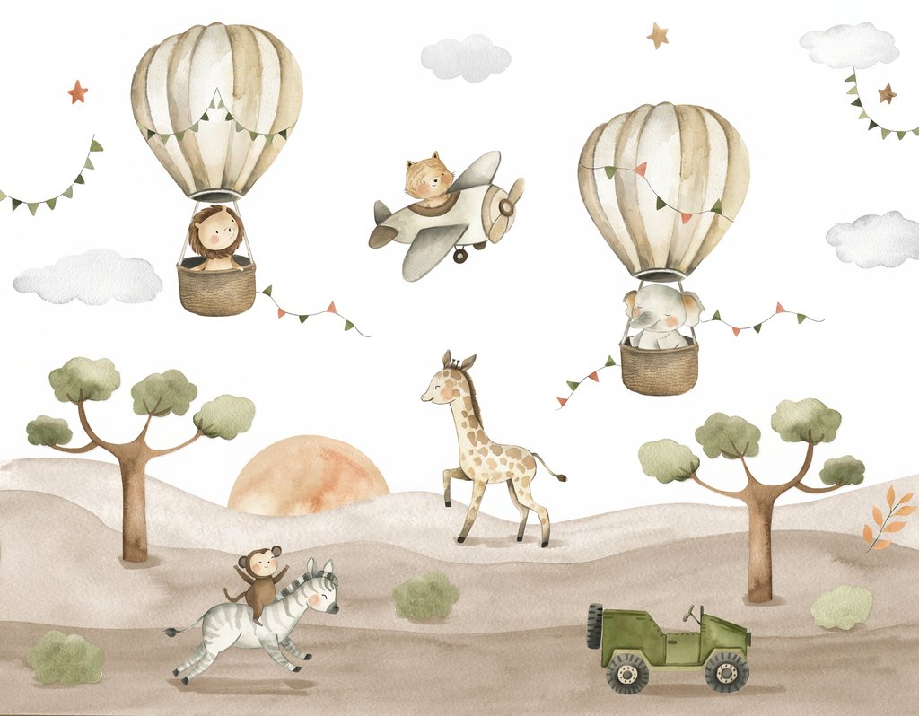 Safari sob balões — design completo