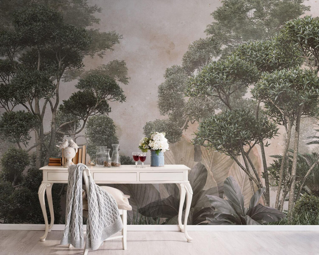 Árvores verdes em névoa — interior 1