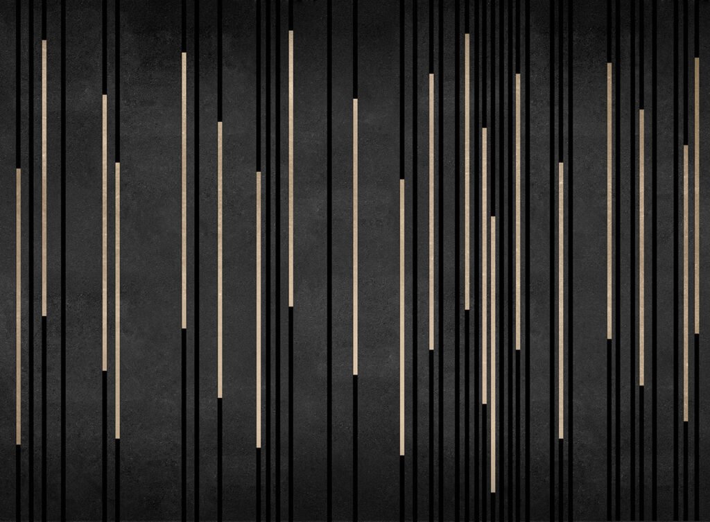 Riscas douradas em preto — design completo