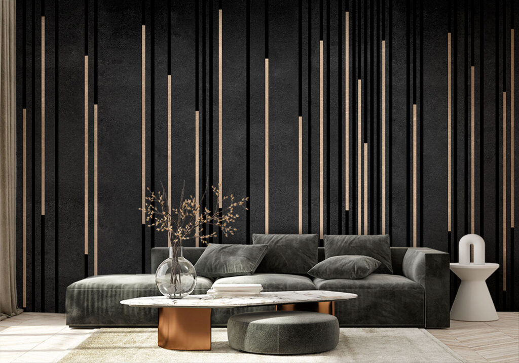 Riscas douradas em preto — interior 2