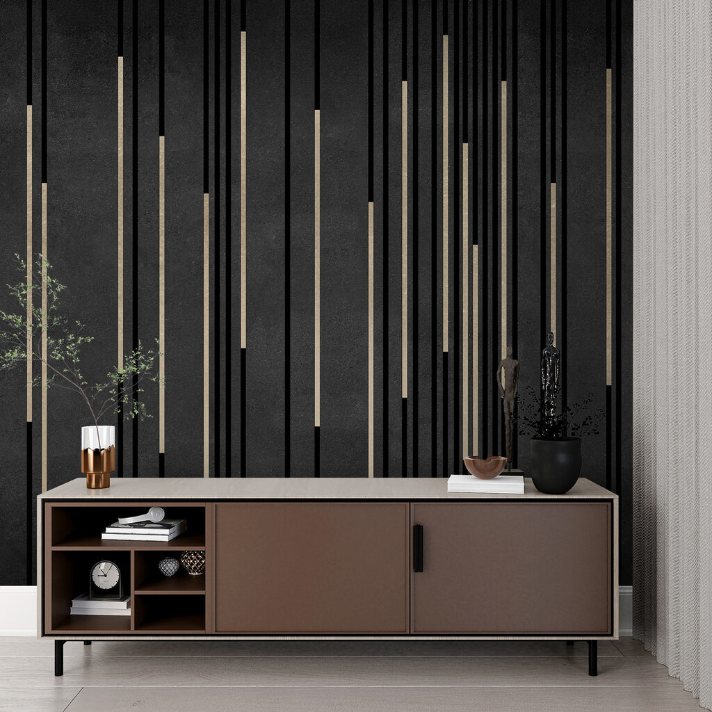 Riscas douradas em preto — interior 5