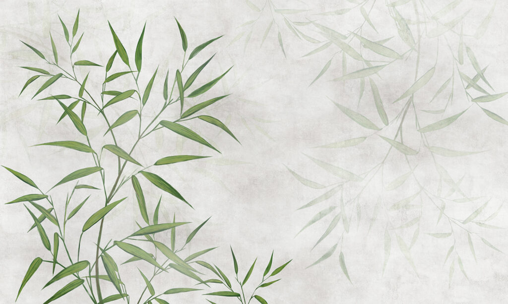 Bambu verde sobre branco — design completo