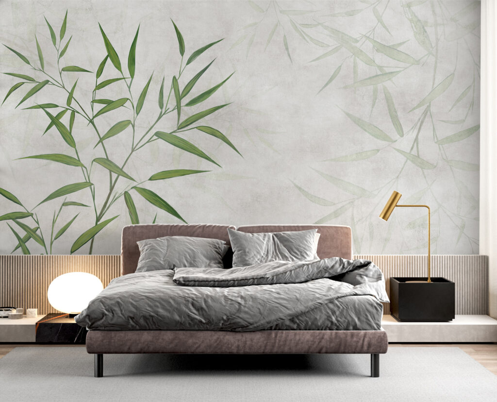 Bambu verde sobre branco — interior 1