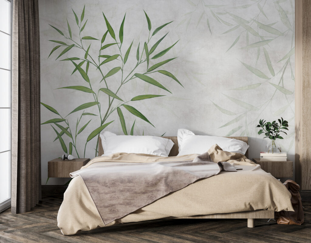 Bambu verde sobre branco — interior 2
