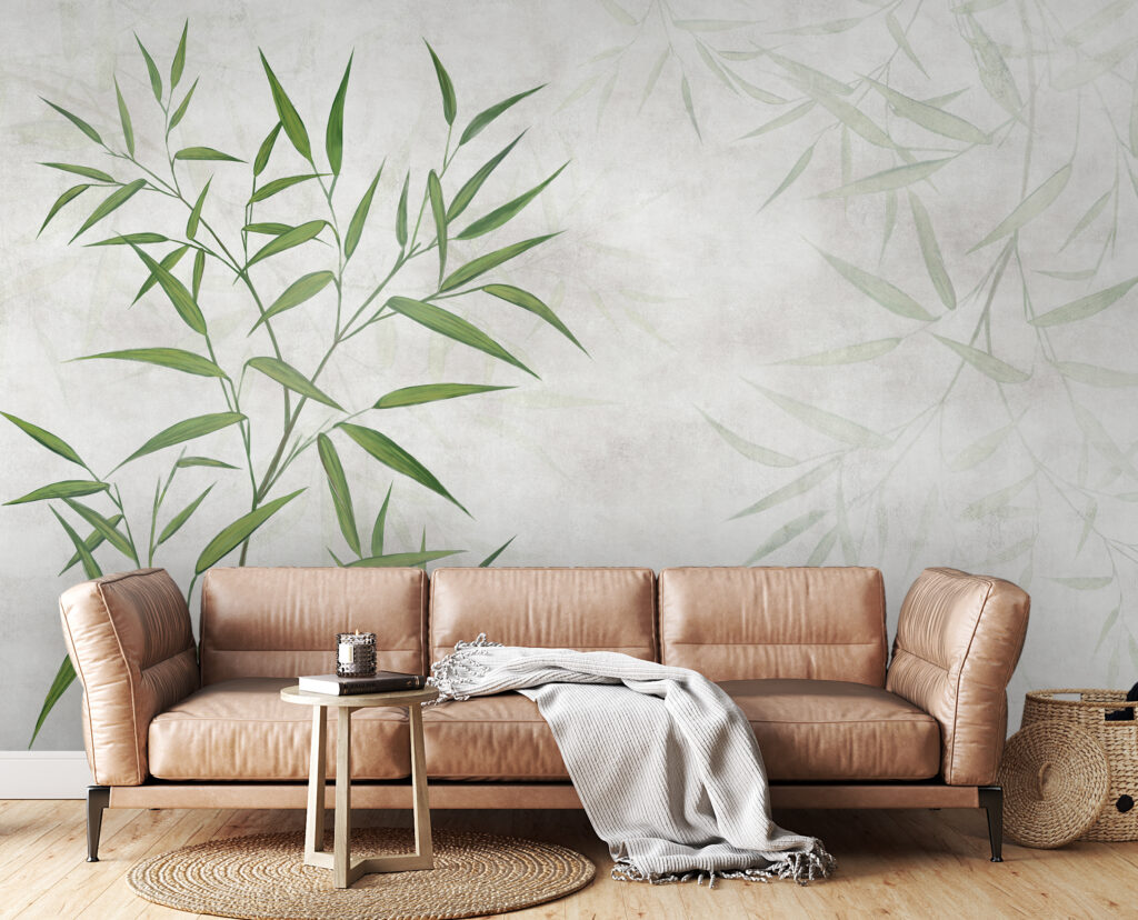 Bambu verde sobre branco — interior 3
