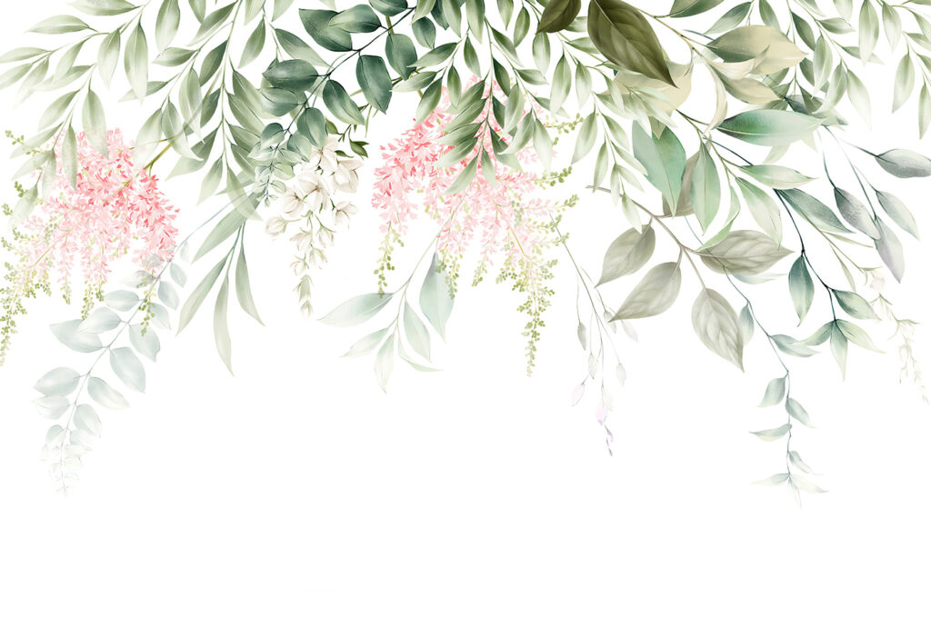 Flores e folhas pendentes — design completo