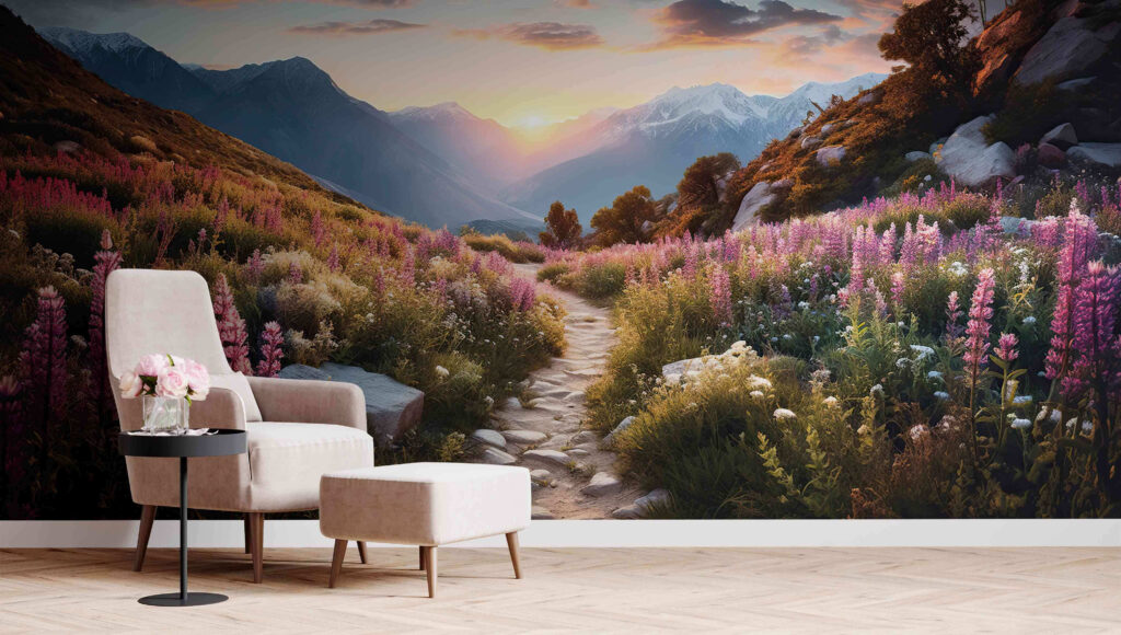 Trilho entre flores altas — interior 1