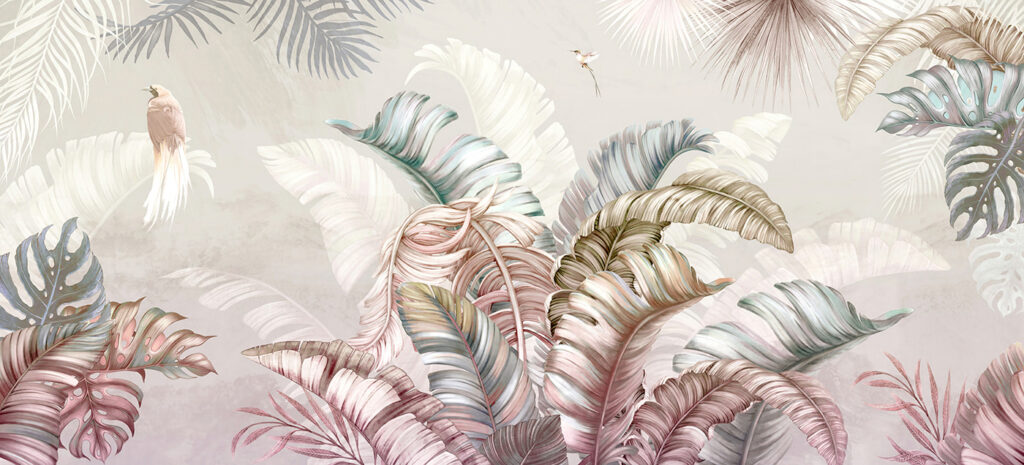 Folhas tropicais pastel — design completo