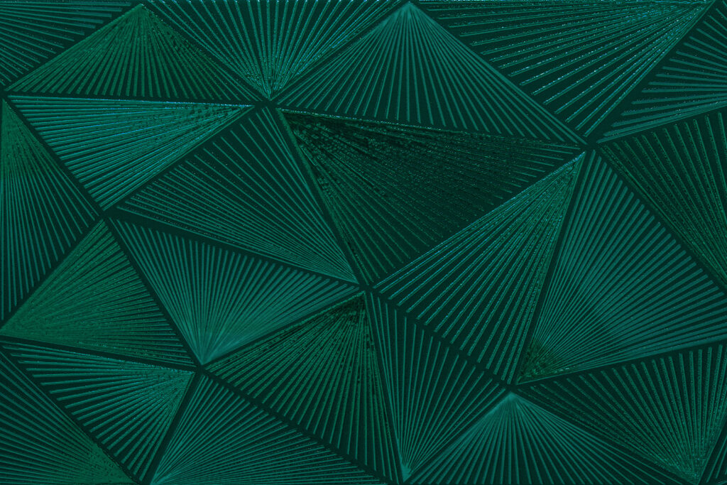 Triângulos verdes com riscas — design completo