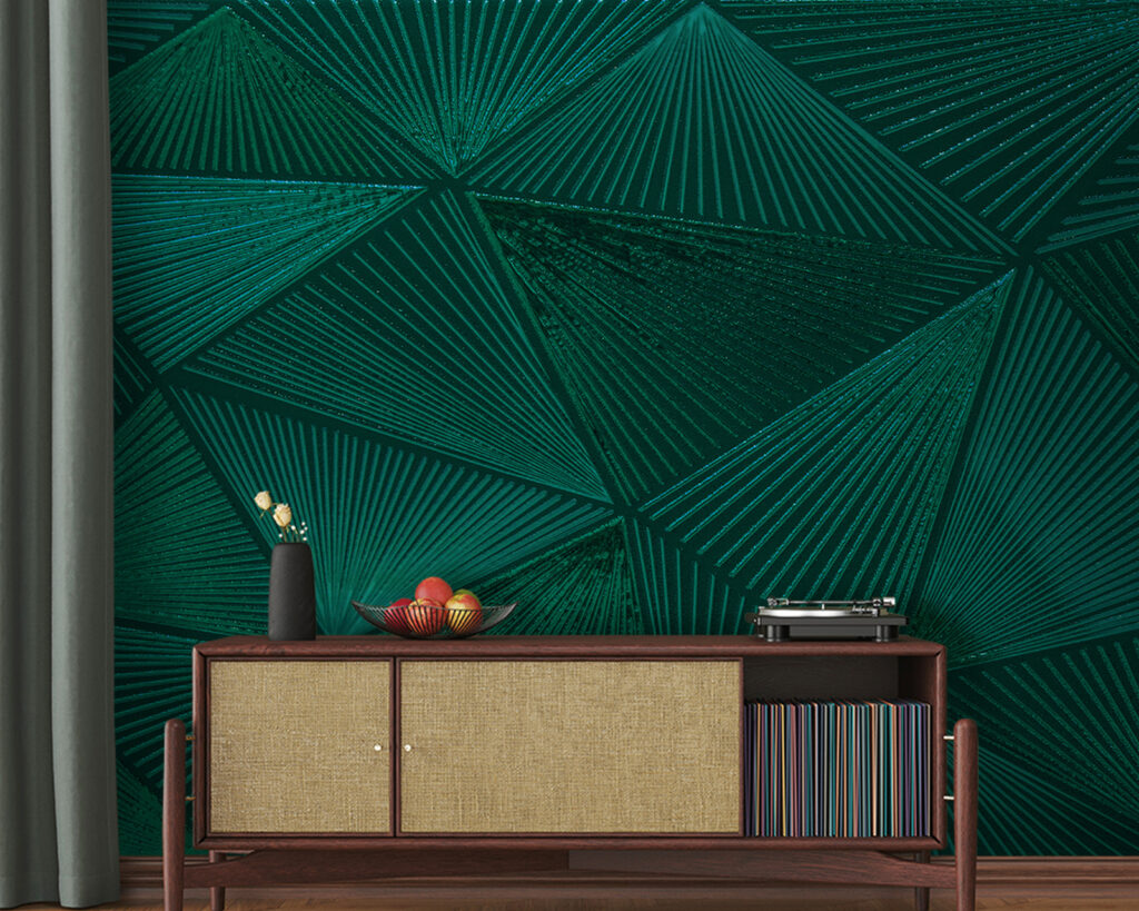 Triângulos verdes com riscas — interior 1