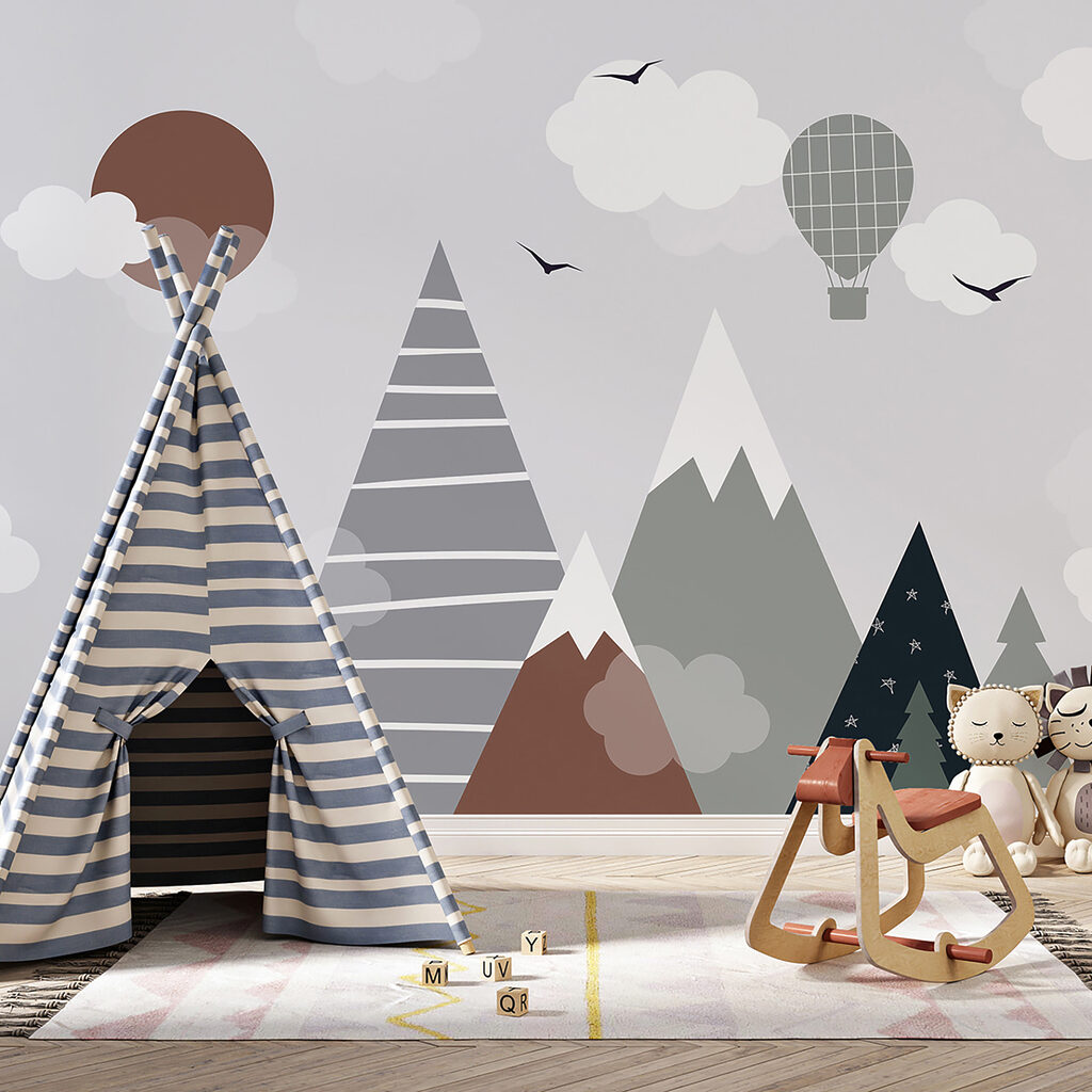 Balão sobre montanhas geométricas — interior 7