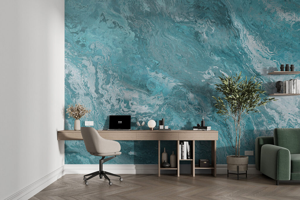 Faixas turquesa em ondas — interior 4