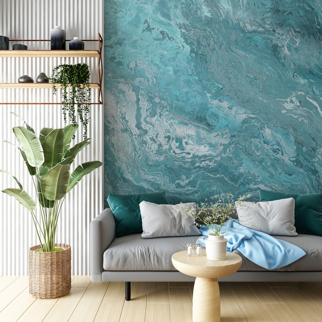 Faixas turquesa em ondas — interior 5