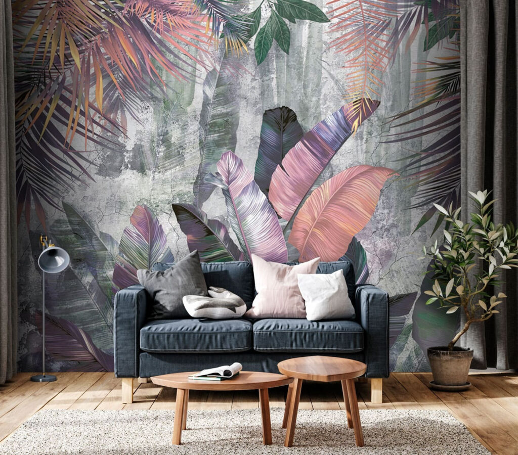 Folhas tropicais em roxo — interior 1