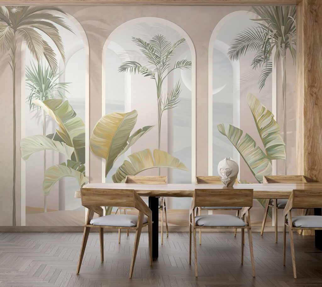 Palmeiras entre arcos cor-de-rosa — interior 6