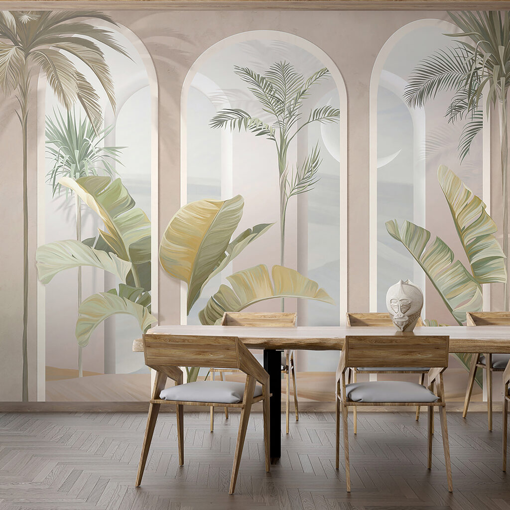 Palmeiras entre arcos cor-de-rosa — interior 7