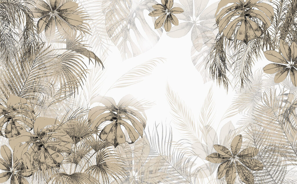 Folhas tropicais em moldura — design completo