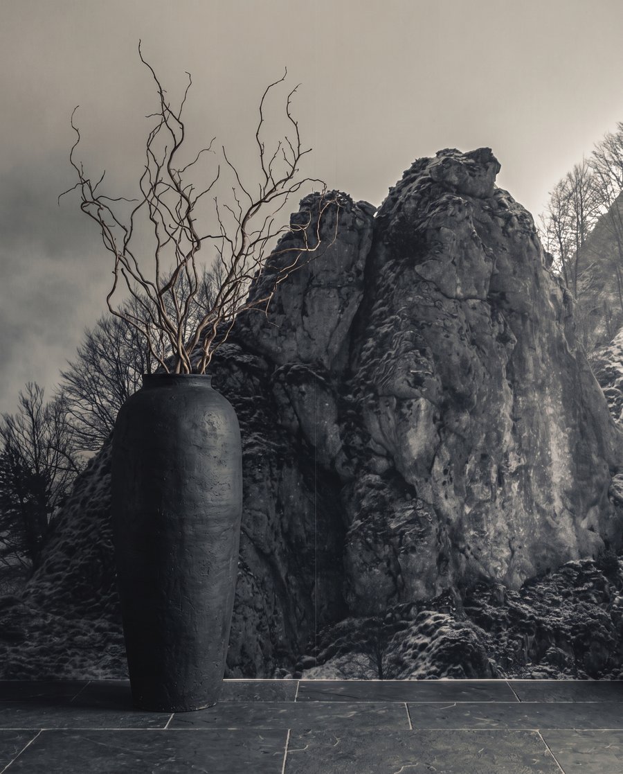 Rochedos escuros na neblina — detalhe