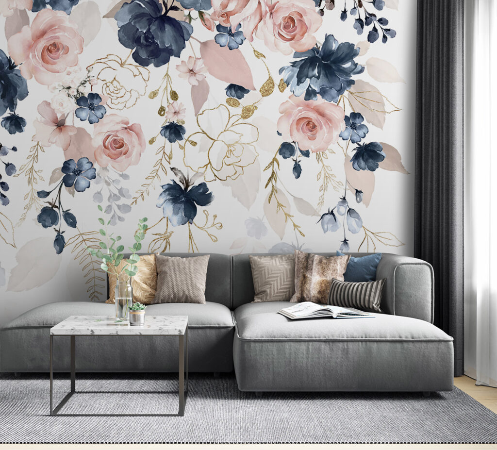 Flores cor-de-rosa e azuis — interior 5