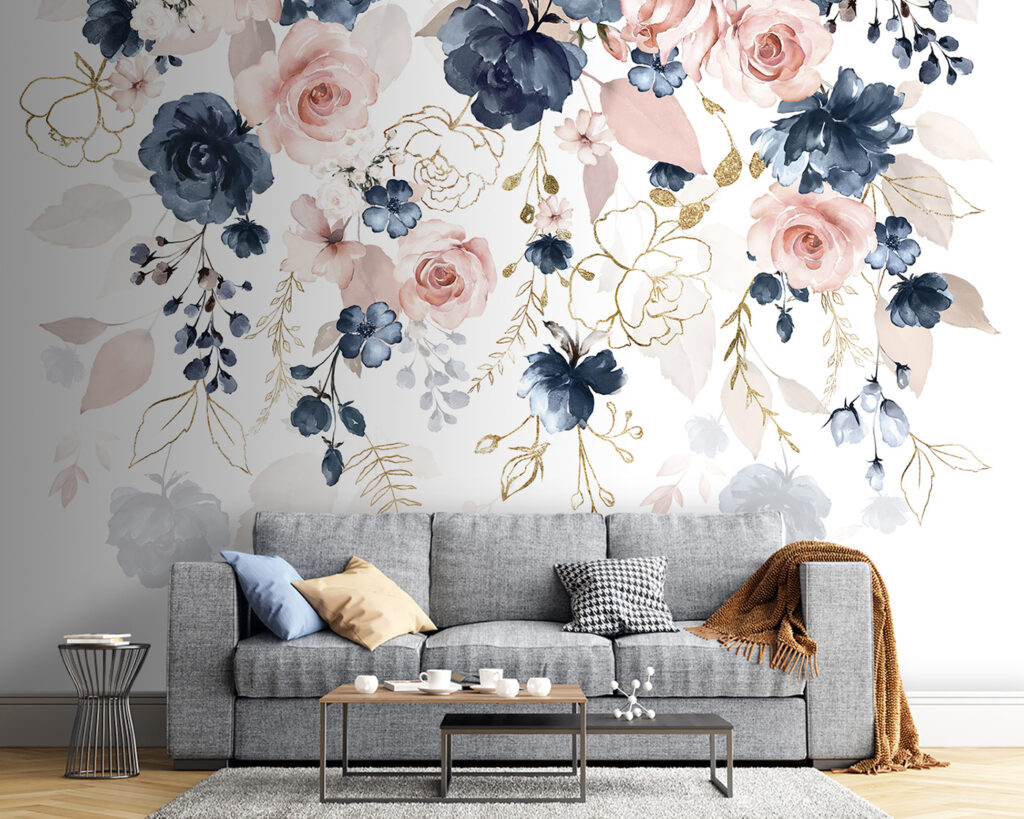 Flores cor-de-rosa e azuis — interior 6