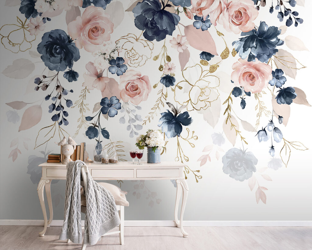 Flores cor-de-rosa e azuis — interior 4