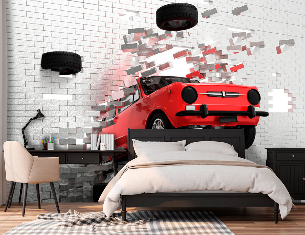 Carro vermelho a romper — interior 3