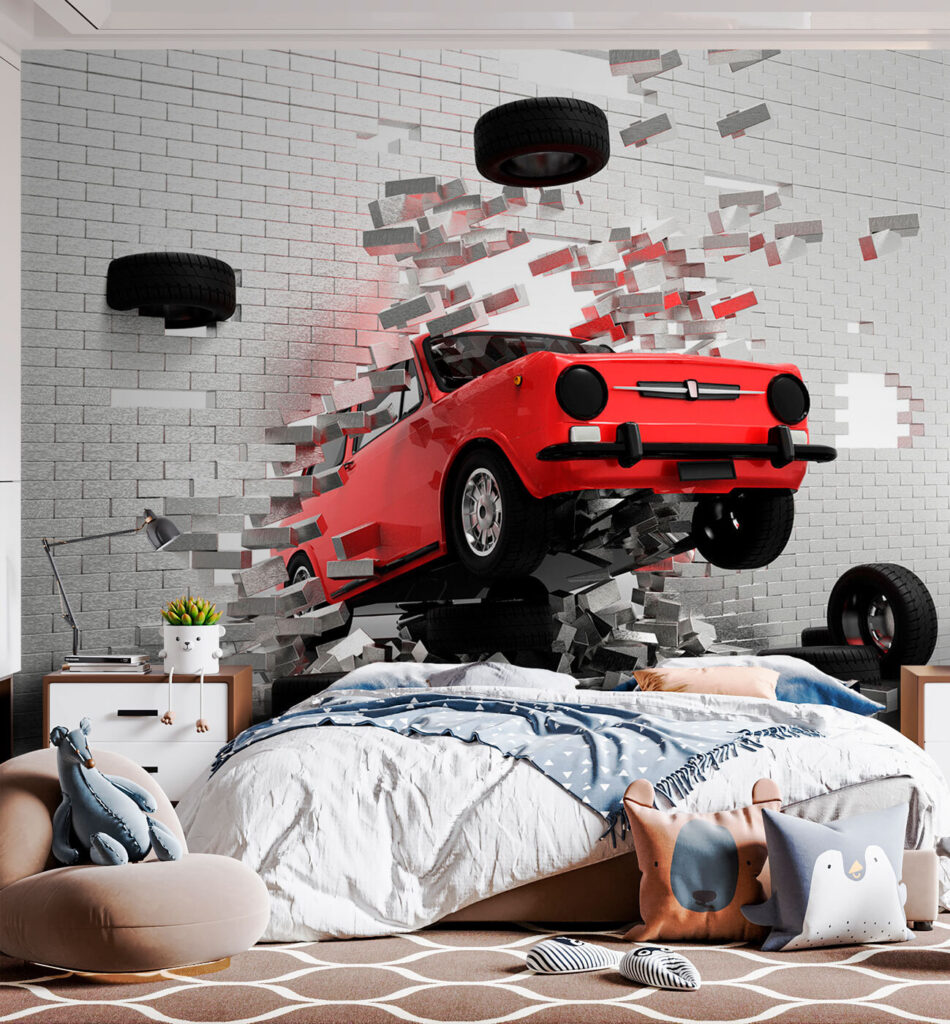Carro vermelho a romper — interior 2