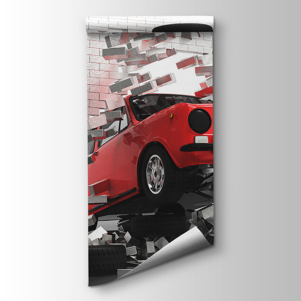 Carro vermelho a romper — vista do produto